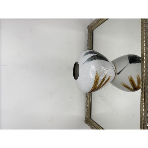 Vintage Handpainted Ceramic Pottery Vase with Fan Brush Design - Picture 9 of 9